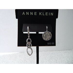 MIX IT UP!  Anne Klein Silver Tone Crystal Disc & Dangle Drop Earring